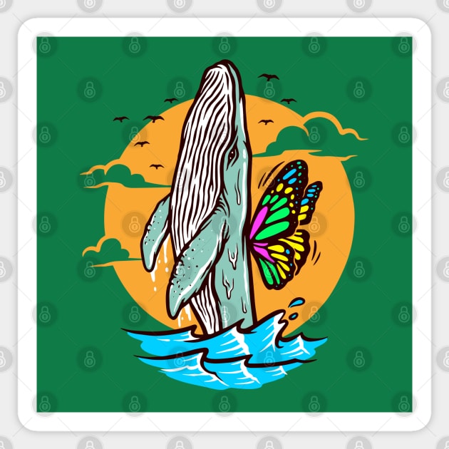 I want fly free whale Sticker by Mako Design 